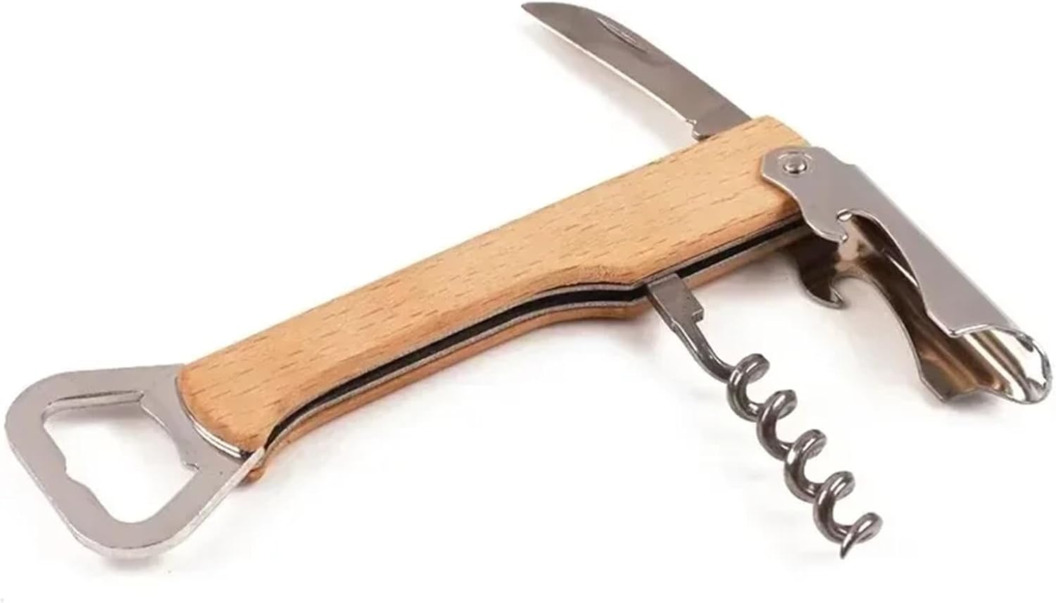 Wood Blank Bottle Opener Wine Corkscrew Professional Bottle Opener and Cutter Stainless Steel Bottle Remover For Kitchen Tool(Maple - 1PCS)