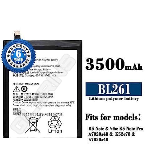 Image of Original BL261 Battery for Lenovo Vibe K5 Note /Lemon K5 Note Battery with 6 Month Warranty****(P233)