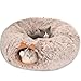YUYAFN Cat Tunnel Bed for Indoor Cats, Soft Plush Peekaboo Cat Cave Donut Tunnel for Kitten Puppy Rabbit Ferret (Brown)