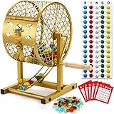 12.6' Tall Bingo Game Sets with Steel Cage, Professional Bingo Game for Adults/Kids Includes Colorful Chips, 30 Cards and 75 Balls, Great for Fun Family, Large Groups, Parties