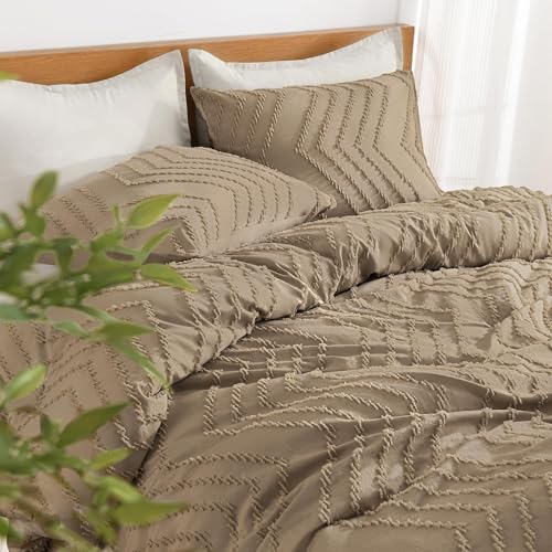 Image of Litanika 3 Pcs Taupe Boho Oversized Super King Plus Bedding Comforter Set