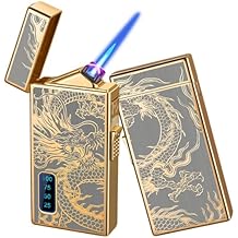 Dragon 2 in 1 Dual Arc & Jet Flame Torch Lighter - USB Rechargeable with Battery Indicator, Refillable Windproof Plasma Infinity Lighter