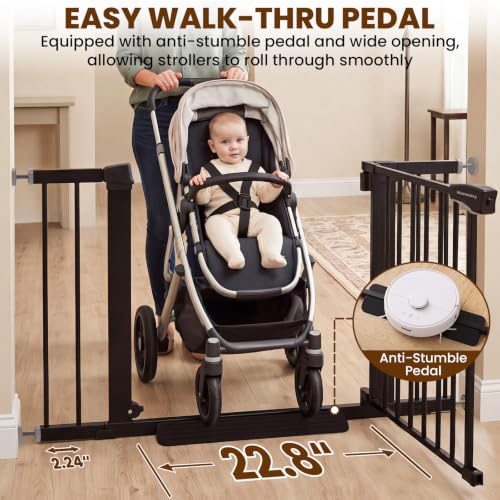 Image of Mumeasy Baby Gate with Door, 29.7-43 inch Auto Close Dog Gate for Doorways