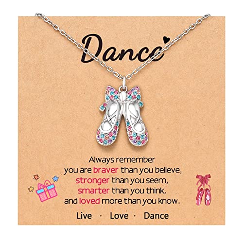 Ballerina Necklace Gifts for Girls, Dance Recital Gifts for Girl Birthday Graduation Christmas Gifts, Jewelry for Girls