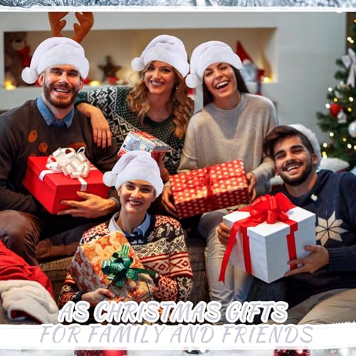 Image of Vicenpal 20 Pcs Santa Hats Bulk Plush Christmas Hats for Adults Women Men Holiday Party Costume(White)