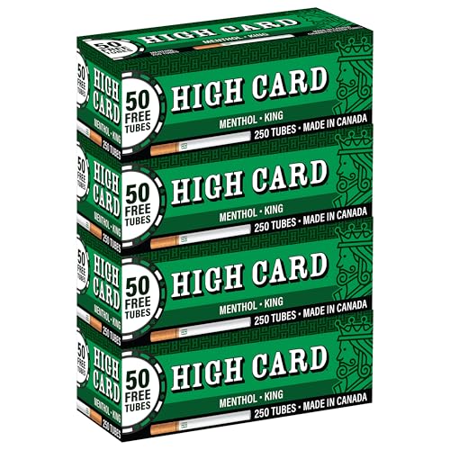 High Card - Green Menthol RYO King Size Cigarette Filter Tubes - 4 Boxes with 250 Tubes per Box