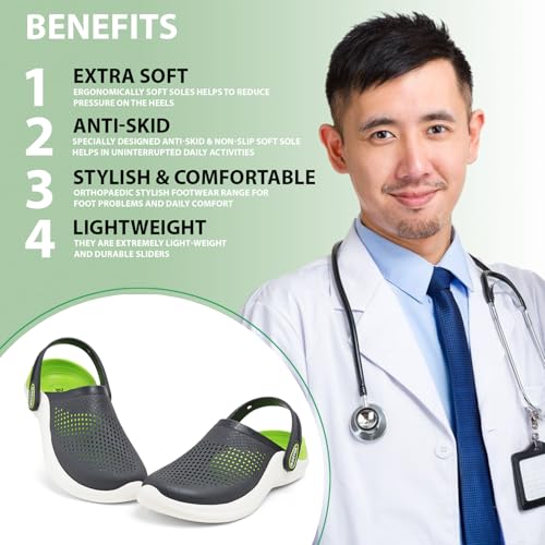 Image of Men EVA Clogs with Adjustable Back Strap | Lightweight Cushioned Footbed | Anti-Slip Sole | Everyday Wear Indoor & Outdoor Sandals for Men