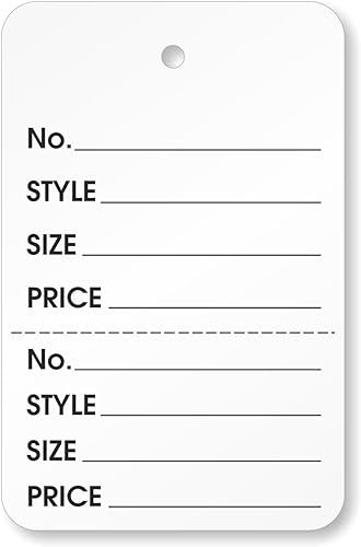 SmartSign - Etiquetas perforadas blancas de 2.875 x 1.75 pulgadas, tamaño - 6 Precio de estilo de ropa Cartulina de 12 puntos, paquete de 1000 SmartSign - Etiquetas perforadas blancas de 2.875 x 1.75 pulgadas, tamaño - 6 Precio de estilo de ropa Cartulina de 12 puntos, paquete de 1000