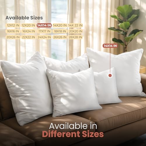 Image of Utopia Bedding Throw Pillows Insert (Pack of 2, White) - 14 x 14 Inches Bed and Couch Pillows - Indoor Decorative Pillows