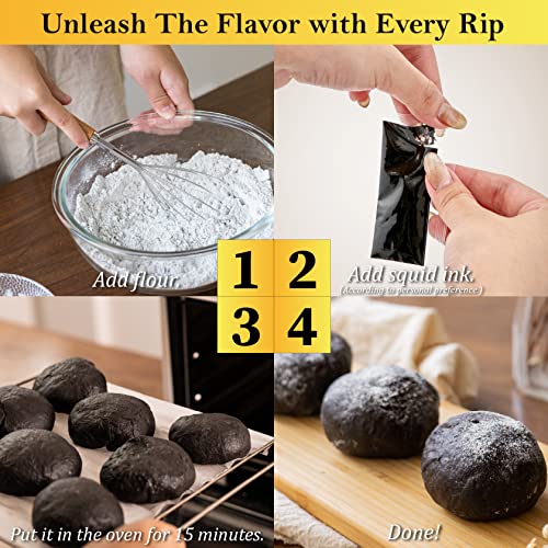 BLACK HUT (5g x 20 Pack) Squid Ink, Food Coloring Tinta Calamari for Rice Noodles Pasta Spaghetti Risotto, Cuttlefish Ink for Baking mix, Halal Certificate, Contains Molluscs, 3.53 oz / 100 g