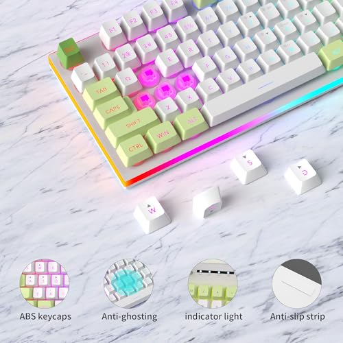 Image of MageGee GT838 Gaming Keyboard and Mouse Combo, 104 Keys RGB Backlit Quiet Wired Keyboards with Number Pad, Metal Panel, Anti-Ghosting, Keyboards Set for Desktop, Laptop, PC, Green