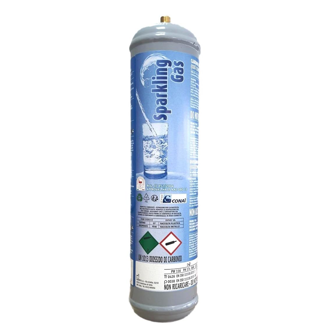 Bevi sano, bevi Italiano! GASFRIGO® Set 2 Bombole CO2 per Gasatore e Depuratore Acqua Frizzante - 600g E290 Alimentare - Attacco M11x1 - Scorta Risparmio! Bombola e Gas 100% Made in Italy