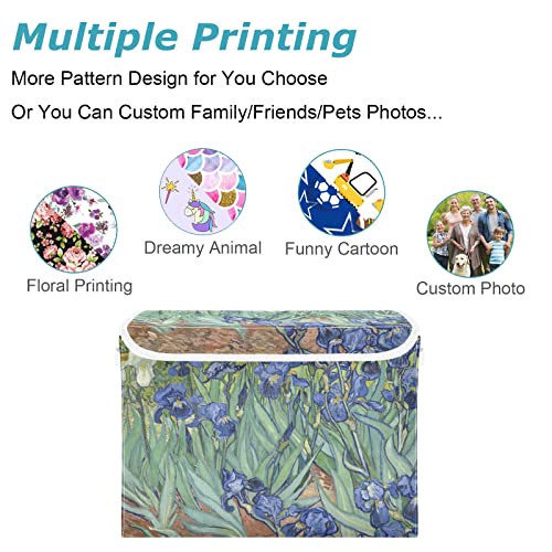 Cataku Irises Van Gogh Storage Bins With Lids Fabric Large Storage Container Cube Basket With Handle Decorative Storage Boxes For Organizing Clothes Shelves #TOP6