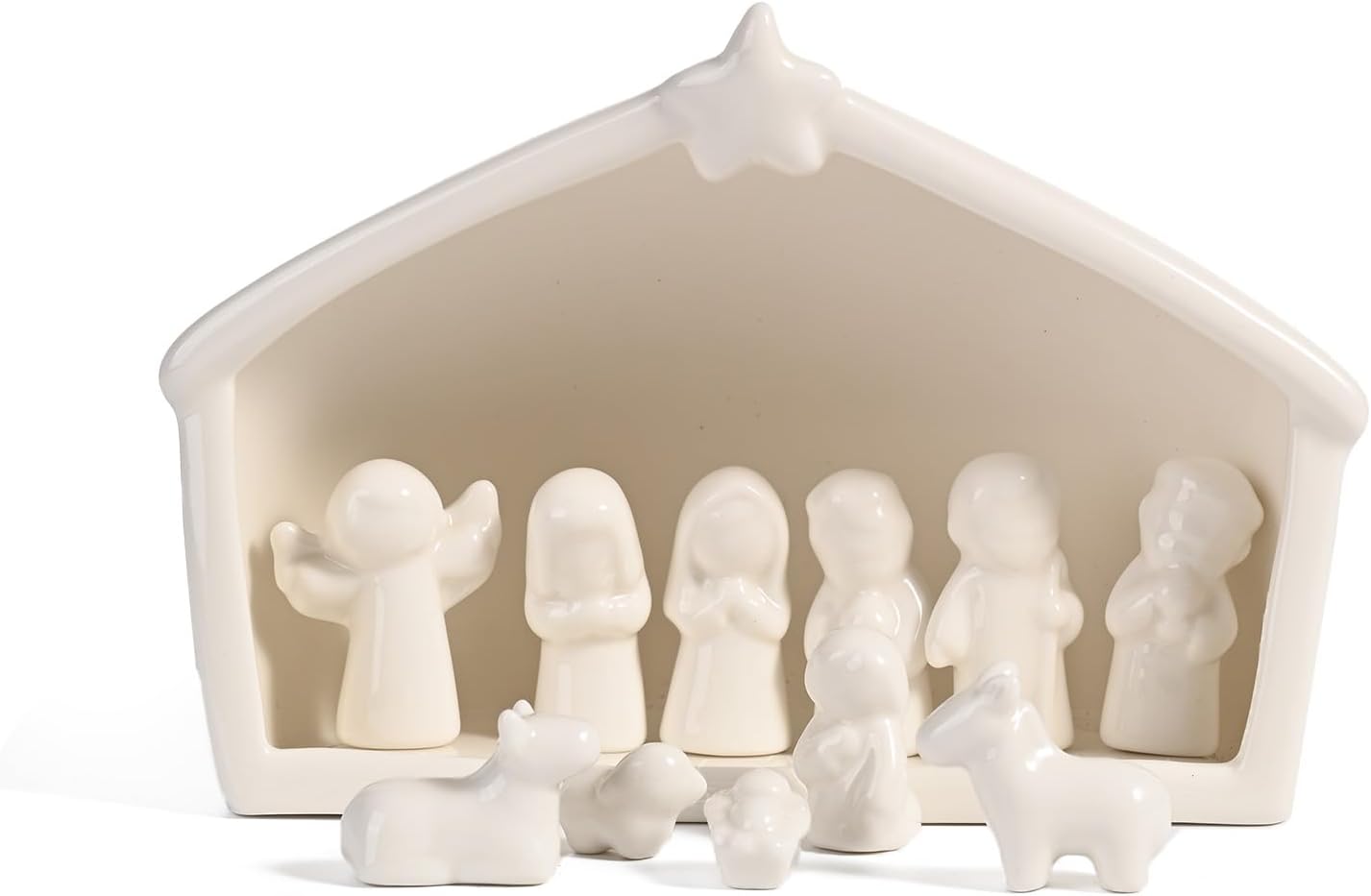 WDS WONDROUS 12 Pieces Ceramic Nativity Set, Miniature