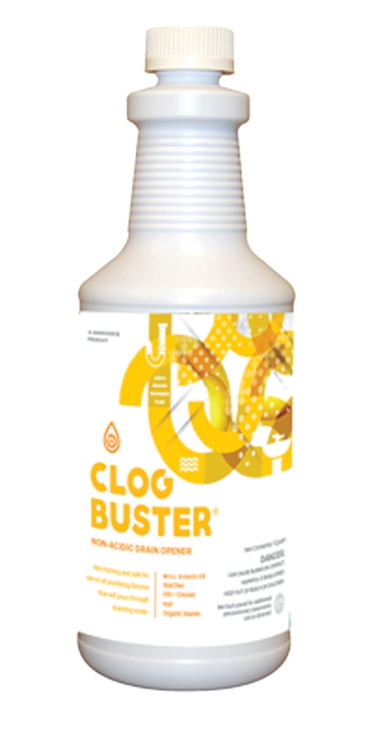 ClogBuster Non-Acidic Drain Opener and Clog Remover, Commercial Grade, 1 Quart…