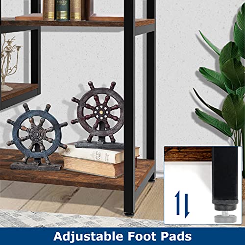 LAVIEVERT 4-Tier Console Table, Industrial Narrow Long Sofa Table with Open Storage Shelves for Living Room, Entryway, Hallway, Foyer - Rustic Brown, 47 Inch
