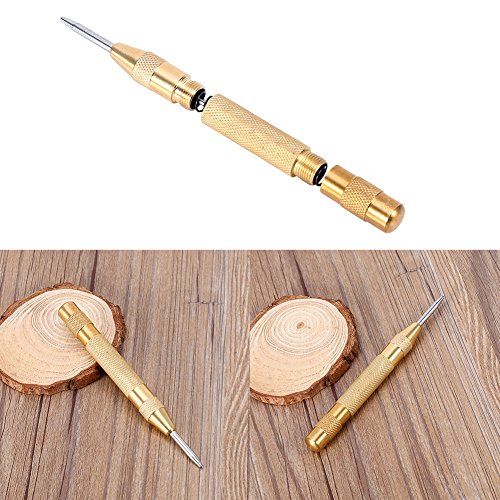 GOTOTOP Punteruolo automatico Bulino Automatico, Set punzone a Centro Caricato a Molla con Corsa Regolabile per Metallo o Legno, 5 Pollici(Dorato)