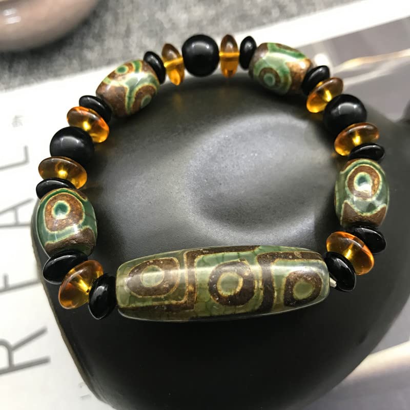 Amazon.com: QianKao 1Pcs西藏玛瑙九眼天珠手串古法藏式三眼天珠老玛瑙 