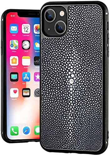 Protection iPhone 13 antichoc étui cuir poisson perlé KANUZ gris