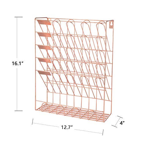 Spacrea-Hanging-File-Holder-Organizer-6-Tier-Wall-Mount-File-Organizer-for-Women-Hanging-Wall-File-for-Office-School-or-Home-Rose-Gold