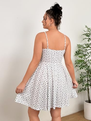 Image of BEAUDRM Women's Plus Size Floral Cami Dress Bow Tie Knot Sleeveless A Line Flared Dresses
