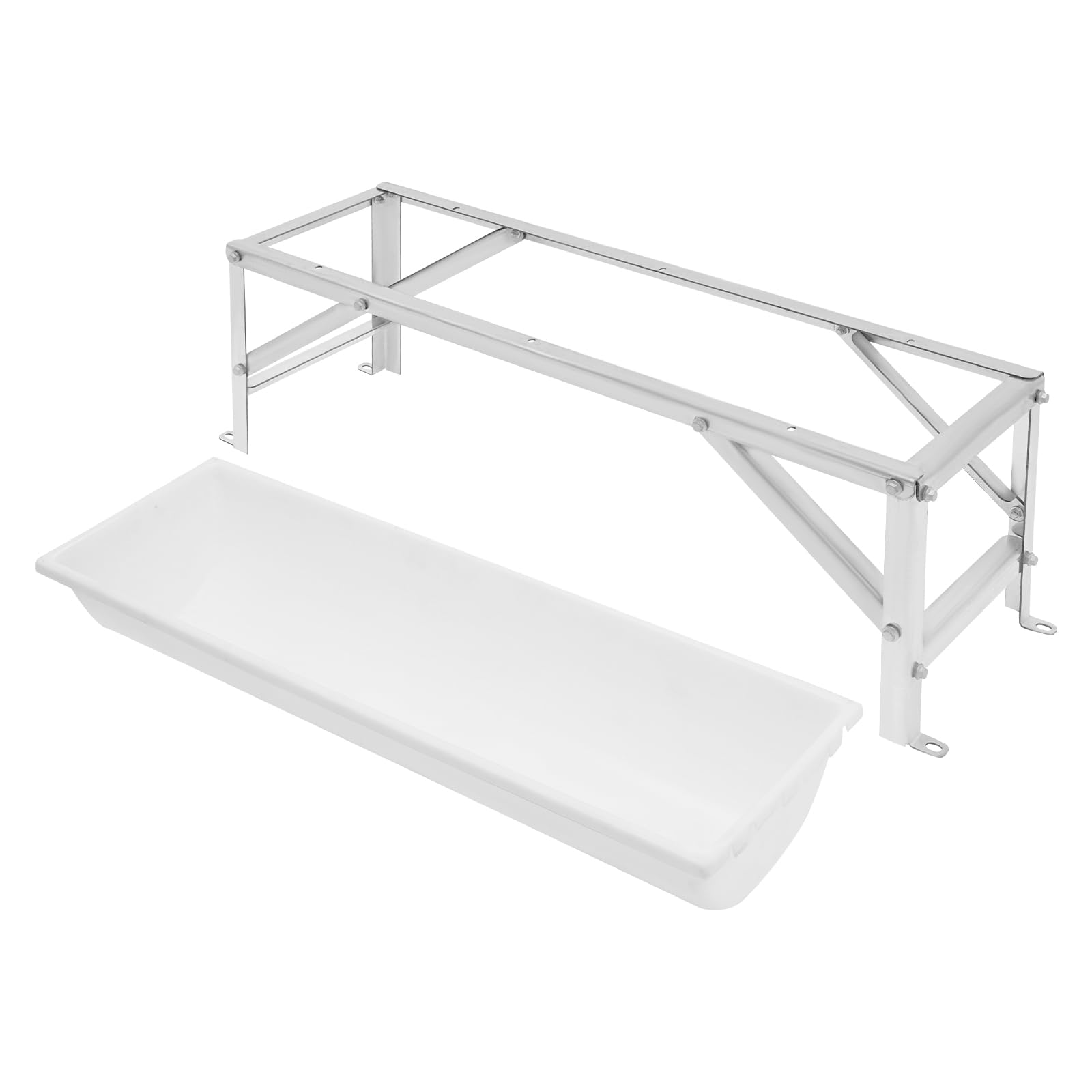 Comedero para Ganado, 99 cm de Largo, Gran Capacidad, con Soporte, fácil de Limpiar, para Cabras, ovejas, Ciervos, Cerdos, Vacas, Ponis y Caballos (Blanco).