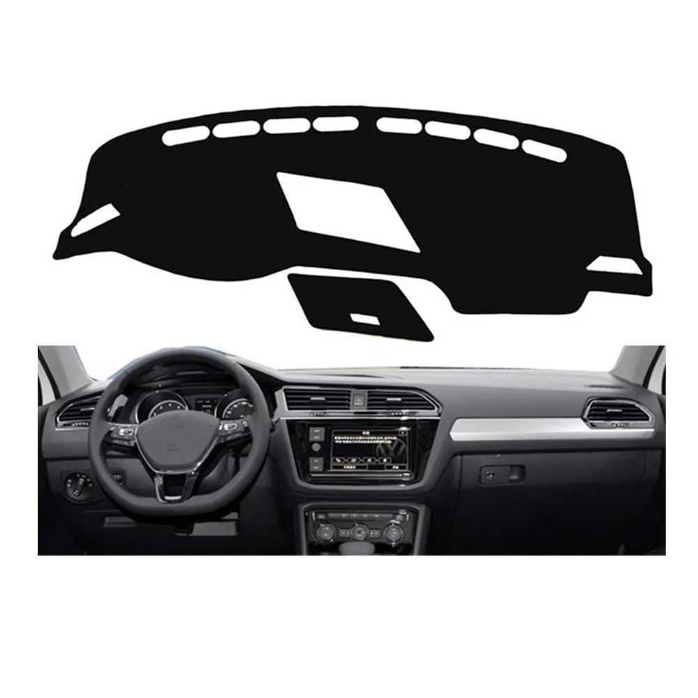 Coche Fundas Salpicadero Compatible Con VW Para Tiguan 2016 2017 2018 2019 2020 2021 2022 2023 Protectora Salpicadero Alfombrilla Coche Parasol Alfombra(LHD,Black(Black Edge))