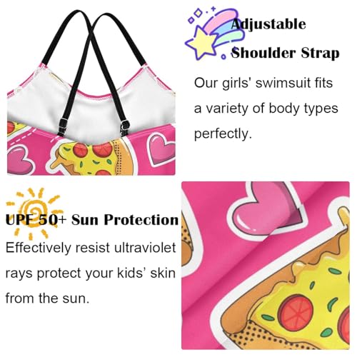 Image of Girls one Piece Swimsuit Summer UPF 50+ Quick Dry Beach Bathing Suit with Straps Swimwear 3-10 Years