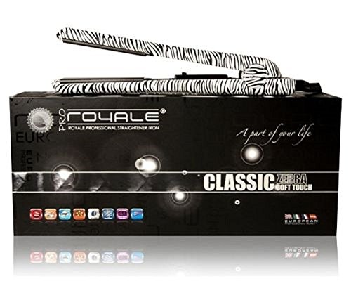 Royale Classic Hair Straightener Iron Zebra Adjustable Heat Control 100% Solid Ceramic Plates Worlwide Dual Voltage 360 Degrees Swivel Cord