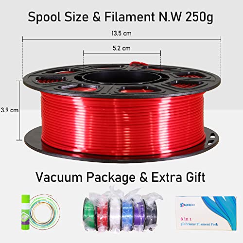Image of 1.75mm Silk Shiny PLA 6 in 1 Basic Colors Bundle Pack: Silk Black /Red /White /Sapphire Blue /Dark Purple /Green; Each Spool 250g, 6 Spools Packed, Total 1.5Kg 3D Printing Filament Material MIKA3D