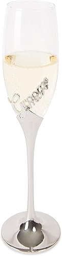 Pavilion Gift Company Groomsman-Flauta de champán de 8 oz con tallo de zinc, plata