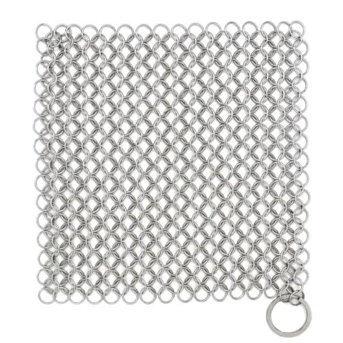 Kit de depurador de hierro fundido, depurador de metal de malla de cadena de hierro fundido, depurador de malla de cadena para sartenes de hierro fundido, limpiador de hierro fundido, depurador de