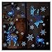 Halcyerdu 122 Pcs Flocons de Neige NoëL Fenetre Autocollant, Autocollants Fenetre Amovibles, Autocollants de Wapiti de Noël, pour Noël Décoration Stickers