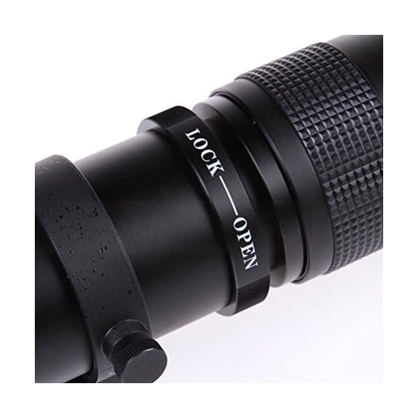 LEDMOMO 420-800mm F / 8.3-16 Super Teleobjektiv Manuelle Zoom Objektiv für Canon Nikon Sony Pentax DSLR Kamera (Schwarz) – Bild 3