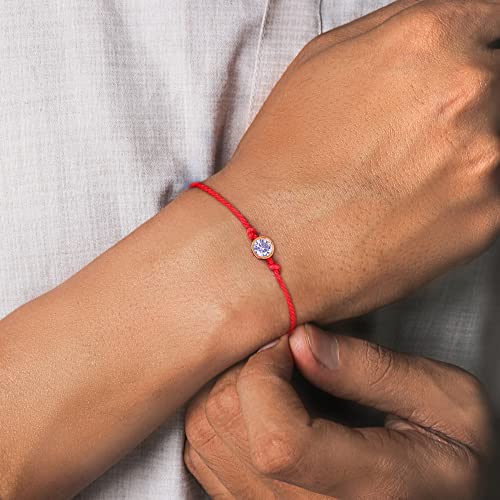 Image of GIVA 925 Silver Sphere Zircon Rakhi with Roli Chawal, Cotton Thread | Quirky Rakshabandhan Rakhi for Brother | Silver Rakhi for Boys & Men With Certificate of Authenticity and 925 Stamp