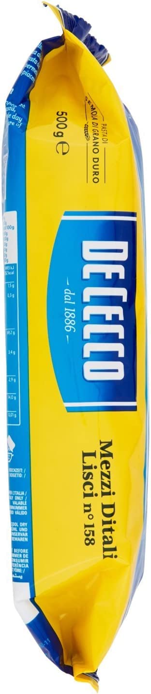 20 Pasta De Cecco 100% Italiano Mezzi Ditali Lisci n° 158 Fideos 500 g Pasta corta