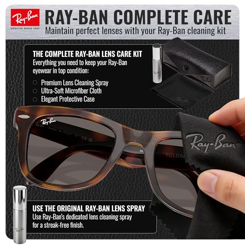 Image of Ray-Ban RB4105 WAYFARER FOLDING CLASSIC Square Shape Sunglasses for Men with Official Eyewear Kit