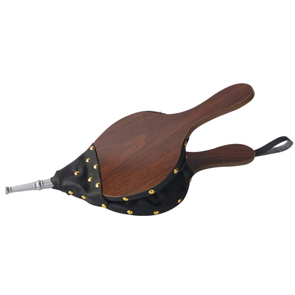 Soffietti da camino, Pompa a soffietto a mano in legno con cinturino in pelle appeso, ugello in metallo, soffietto for camino, soffietto in pelle, soffietto antincendio