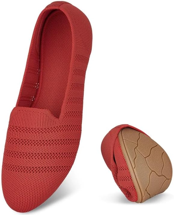 Puxowe Flats for Women Round Toe Flat Shoes Knit Women's Ballet Flat Shoes Dressy Ballerina Slip On Shoes for Women Foldable Comfortable Soft Low Wedge