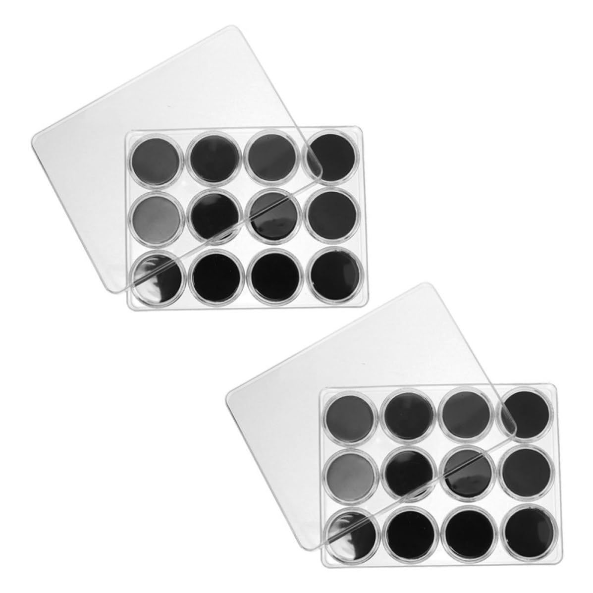 Operitacx 6 Set Scatola Rotonda in Acrilico Coperchio per Pietre Sfuse Nere | Custodia Trasparente, Interno in Schiuma Morbida, Uso Domestico e Vetrina per Negozi, Adatta anche Monete