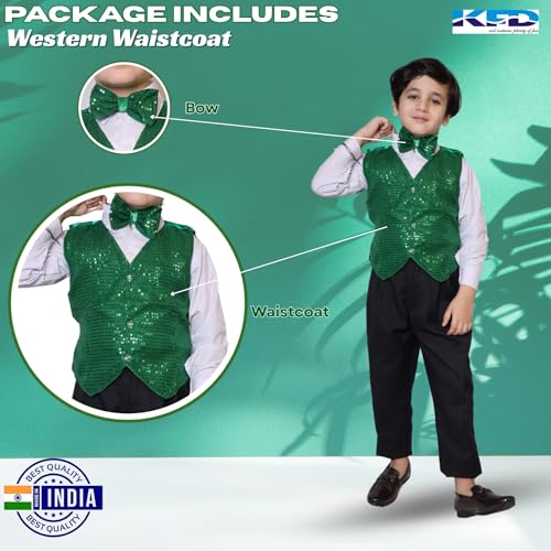 Image of Kaku Fancy Dresses Plain Waistcoat for Kids /Plain Jacket for Kids | Sequin Work Shinning Waist Coat For Annual Day Dance Competition (Only Jacket /Waistcoat - Shirt & Pant Not Included)