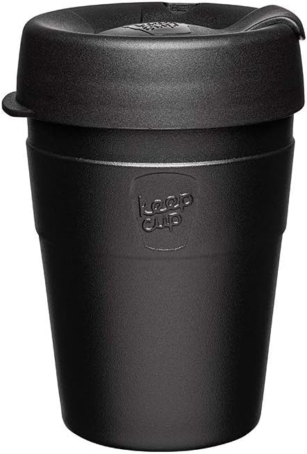 Thermal - Vacuum Insulated Reusable Coffee Cup with Splashproof Sipper Lid | M 12oz/340ml - Black
