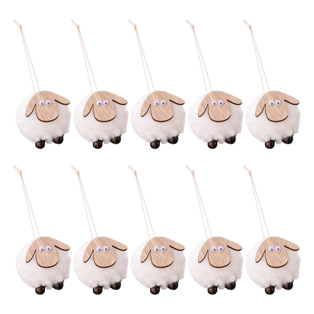 Pack of 10 Christmas Felt Sheep Ornaments Soft Felt Sheep Hanging Christmas Decorations for Family Reunion