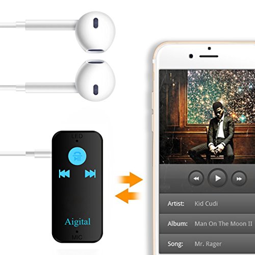 Bluetooth Receiver Adapter, Aigital Portable Bluetooth Hands Free Car Kit Audio Receiver Adapter Wireless Music Player, Easy Operation and Connection, Supports TF Card MP3 Play