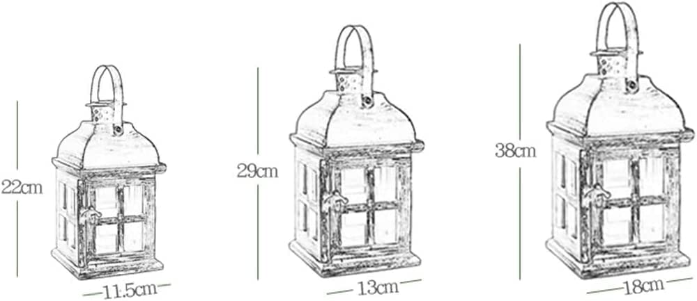 Drewniany szklany świecznik Nordic Retro szary wiatr lampa kolacja przy świecach oświetlenie ogrodu domowego (kolor: szary, rozmiar: 11,5 x 22 cm) (kolor: Grigio, rozmiar