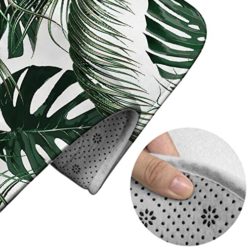 Badezimmerteppich-Set, 3-teilig, Tropische Palmblätter, buntes Dschungelblatt, waschbar, rutschfest, mit Rückenpolster, Konturteppich und Toilettendeckelbezug – Bild 5