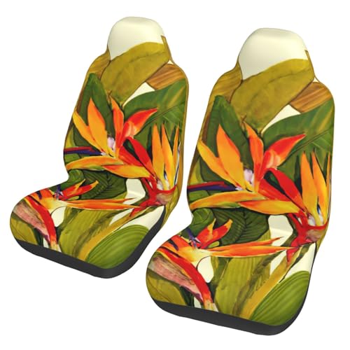 Fundas de asiento universales y antideslizantes para coche con estampado de pájaro del paraíso