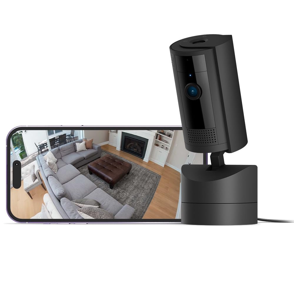 Ring 首振り機能付きインドアカム | 左右360° 上下169° パンチルト、屋内用防犯カメラ | Pan-Tilt Indoor Cam ブラック | Ring Homeプラン30日間無料体験