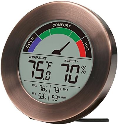 Thermometer & Hygrometer Weather Station with Color Comfort Meter in Metal Casing (BRONZE)