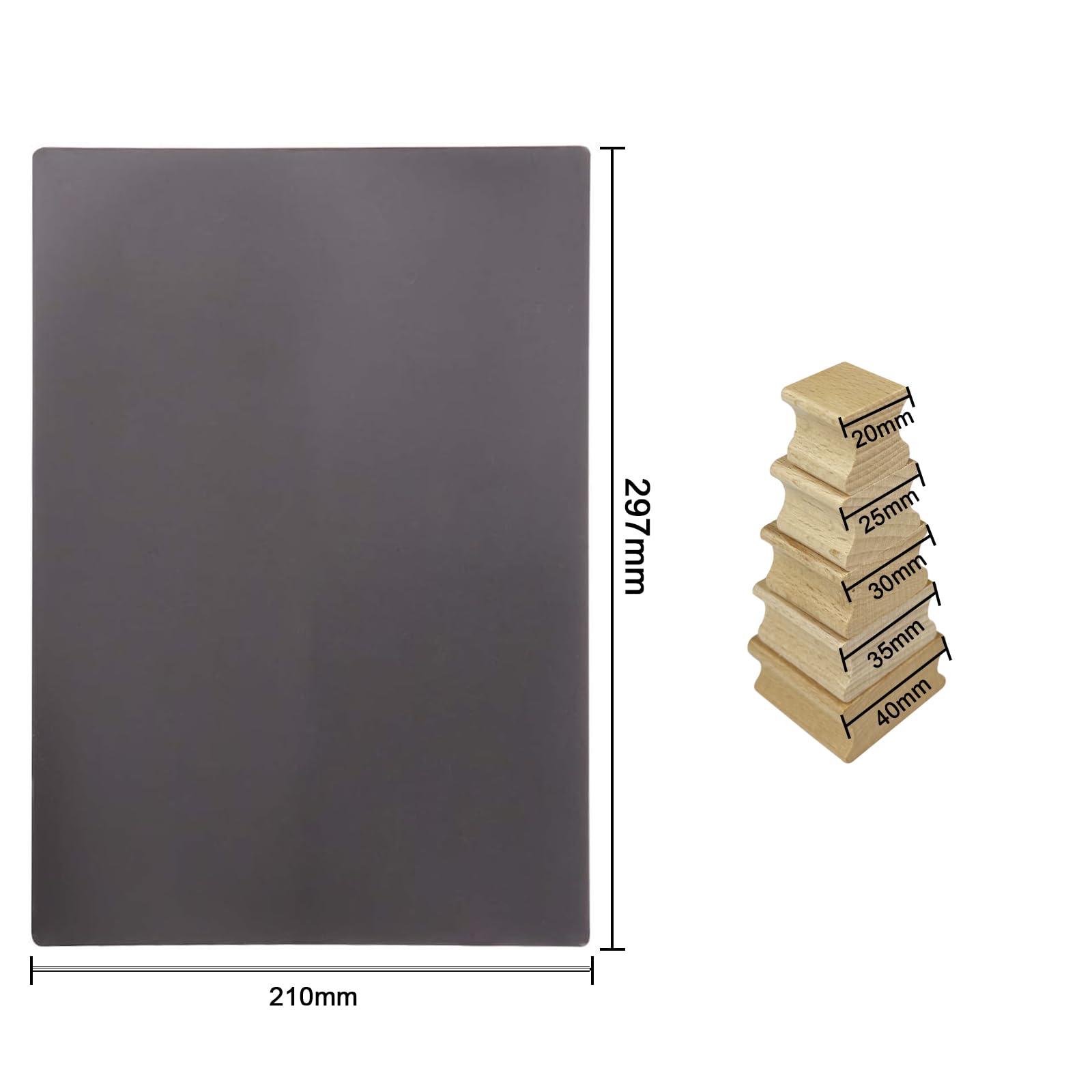1 pezzo di gomma per timbri laser e 25 supporti per timbri bianchi, per incisione laser, per lavori fai da te, 297 x 211 x 2,3 mm
